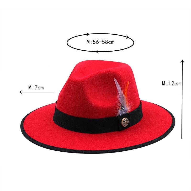 Luxury Wide Brim Fedora with Feather Belt Detail