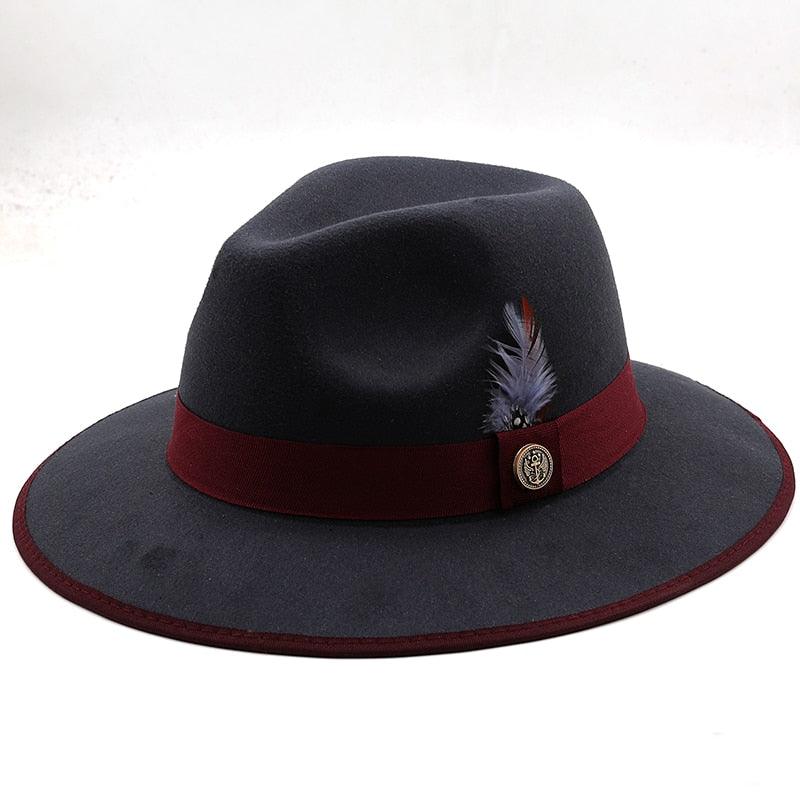 Luxury Wide Brim Fedora with Feather Belt Detail