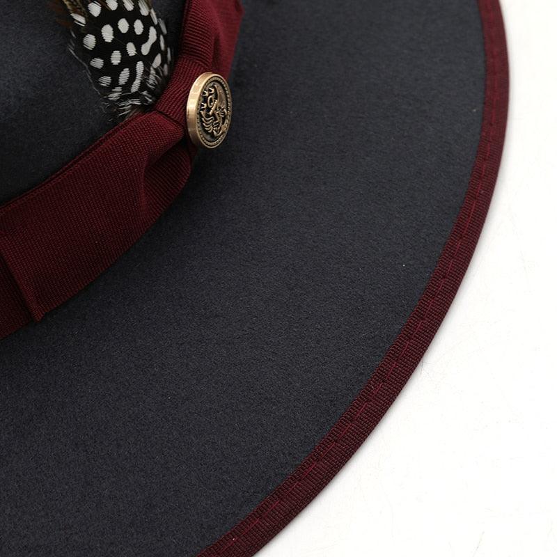 Luxury Wide Brim Fedora with Feather Belt Detail