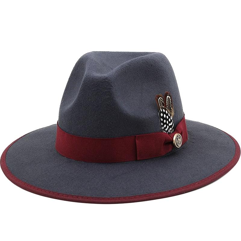 Luxury Wide Brim Fedora with Feather Belt Detail
