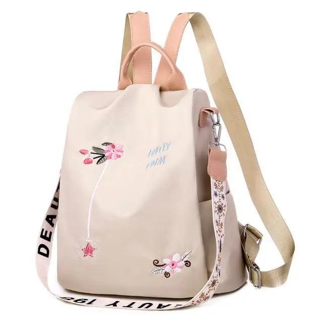 Embroidered Anti-Theft Waterproof Women’s Travel Backpack