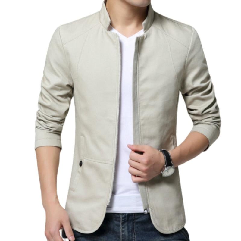 Men's Slim Fit Cotton Business Casual Jacket - Black Lightweight Coat