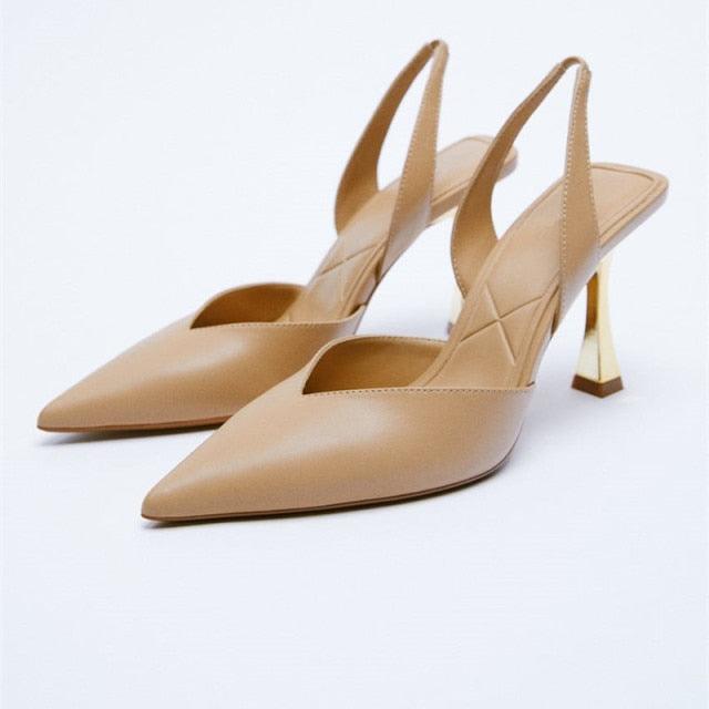 Black Pointed Toe Flat Mules with Rhinestone Strap Detail