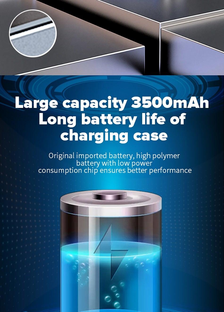 Wireless Bluetooth Earbuds with 3500mAh Mirror Charging Case