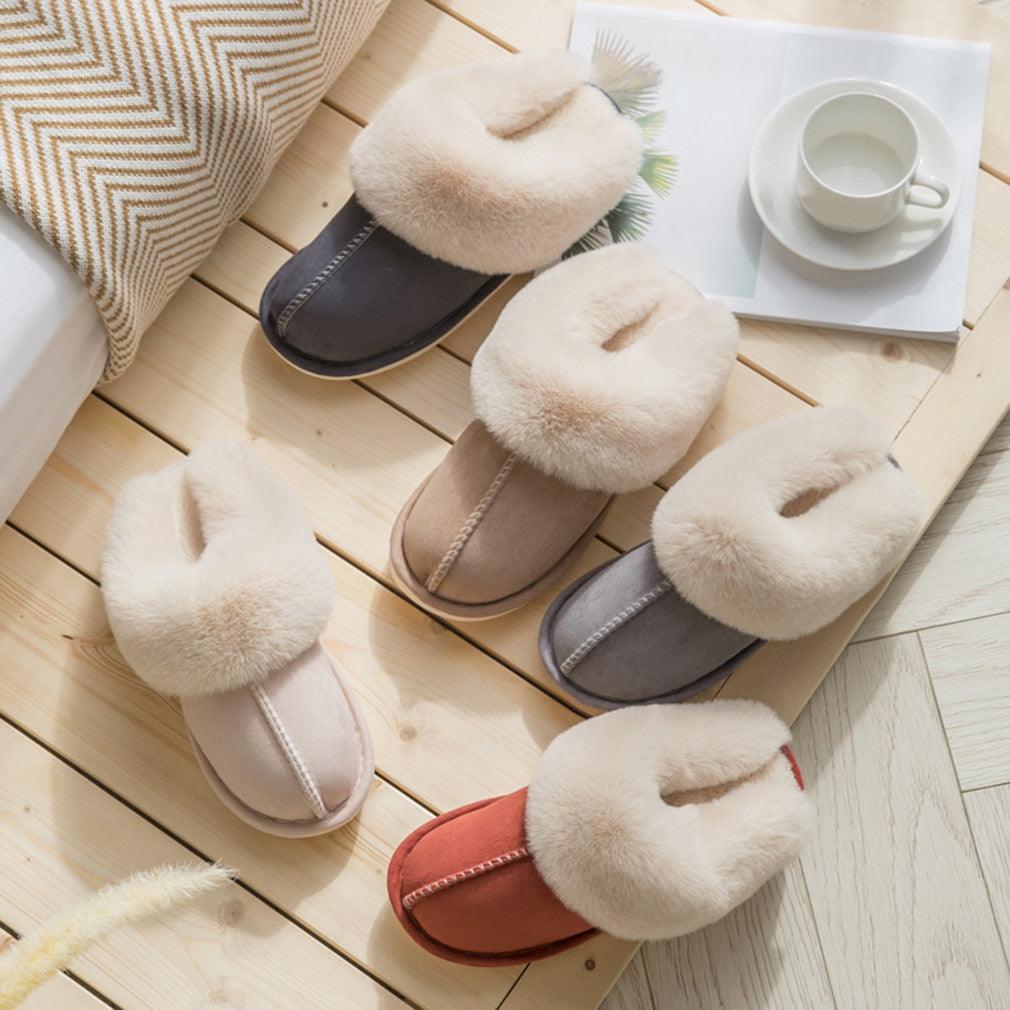 Luxury Faux Suede Memory Foam Plush Slippers with Full Fur Lining