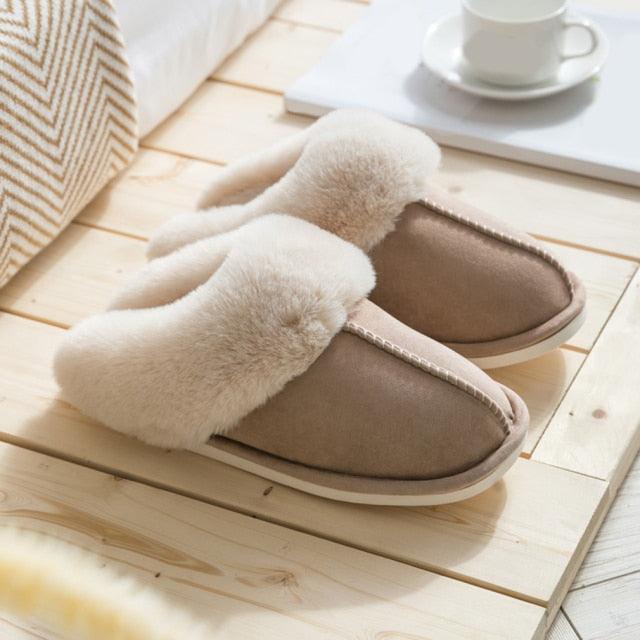 Luxury Faux Suede Memory Foam Plush Slippers with Full Fur Lining