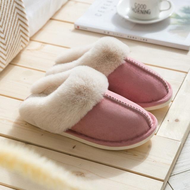 Luxury Faux Suede Memory Foam Plush Slippers with Full Fur Lining