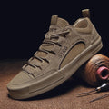 Luxury Leather Men's Lace-Up Sneakers - Modern Tan Casual Shoes