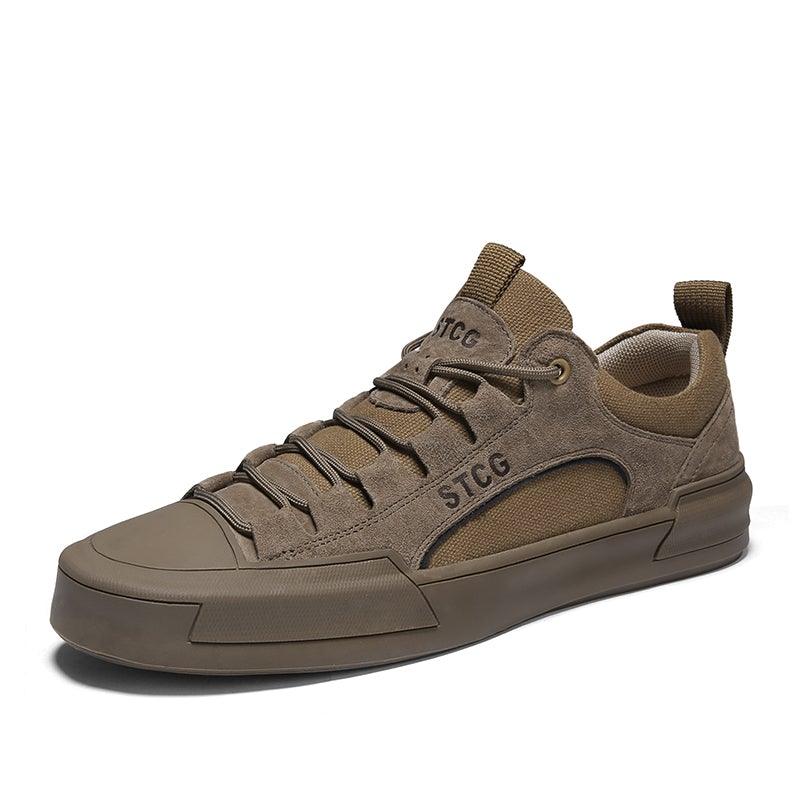 Luxury Leather Men's Lace-Up Sneakers - Modern Tan Casual Shoes