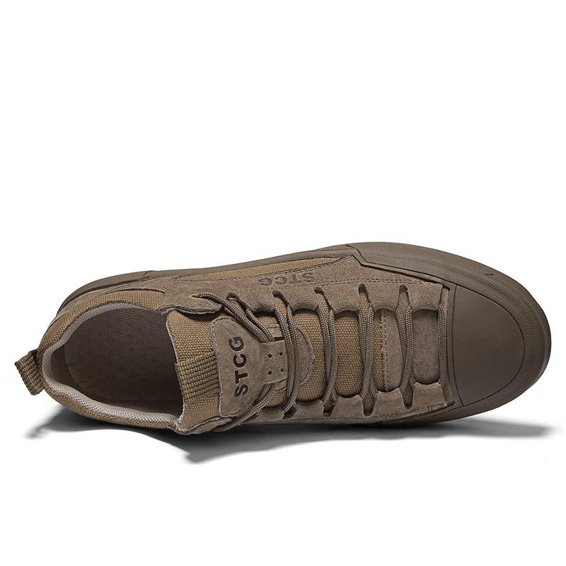 Luxury Leather Men's Lace-Up Sneakers - Modern Tan Casual Shoes