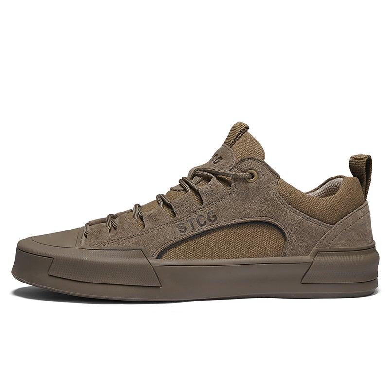 Luxury Leather Men's Lace-Up Sneakers - Modern Tan Casual Shoes