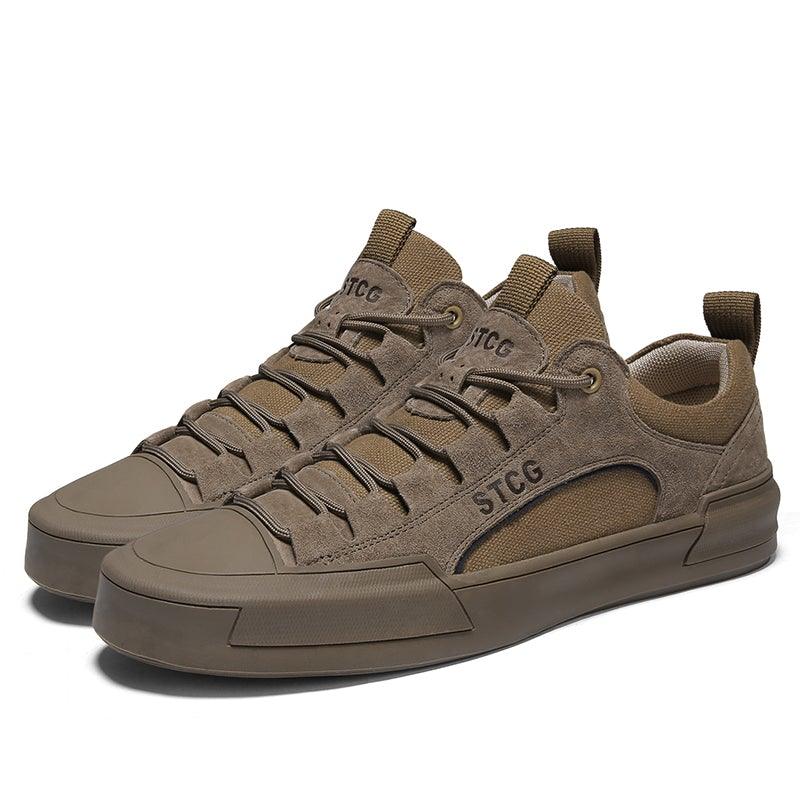 Luxury Leather Men's Lace-Up Sneakers - Modern Tan Casual Shoes