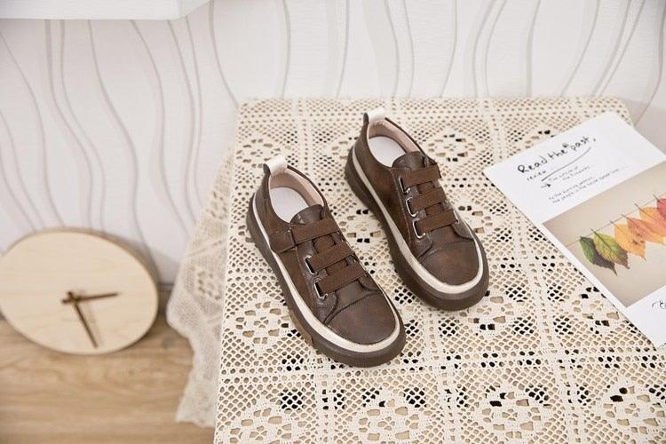 Genuine Leather Platform Sneakers for Women Comfortable Casual Flats