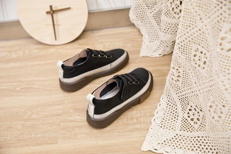 Genuine Leather Platform Sneakers for Women Comfortable Casual Flats