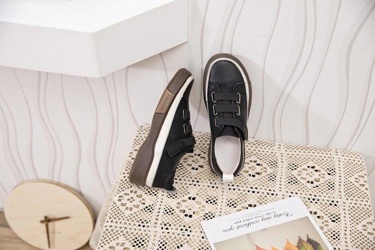 Genuine Leather Platform Sneakers for Women Comfortable Casual Flats