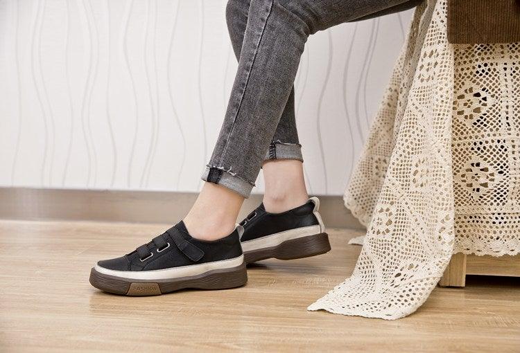 Genuine Leather Platform Sneakers for Women Comfortable Casual Flats