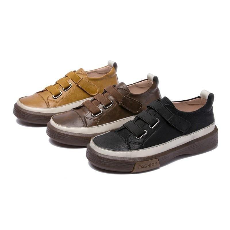 Genuine Leather Platform Sneakers for Women Comfortable Casual Flats