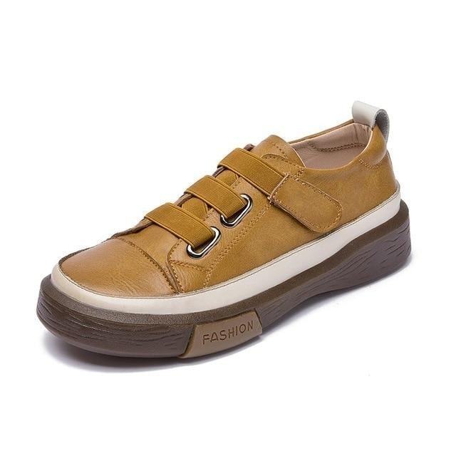 Genuine Leather Platform Sneakers for Women Comfortable Casual Flats