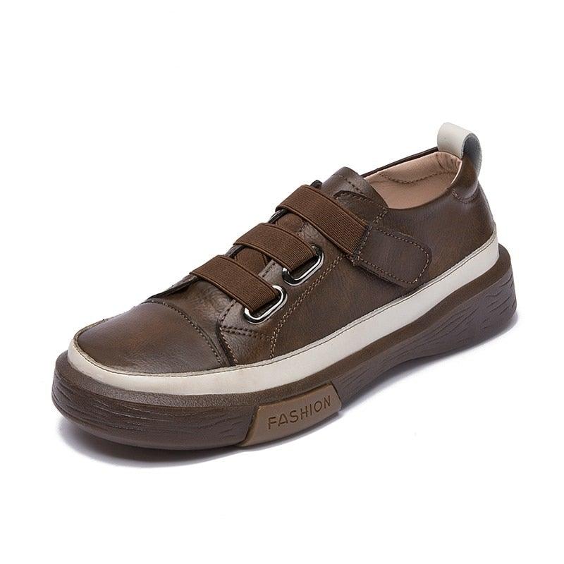 Stevvex genuine leather platform sneakers for women in a minimalist casual design