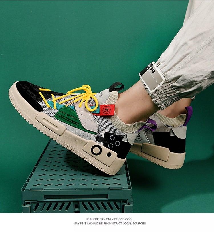 Men's Abstract Knit Luxury Trainers Casual Slip-On Sport Shoes