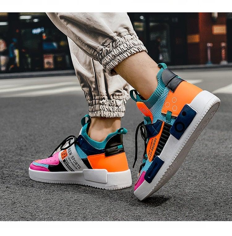 Men's Abstract Knit Luxury Trainers Casual Slip-On Sport Shoes