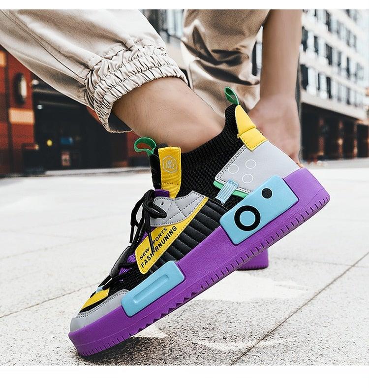 Men's Abstract Knit Luxury Trainers Casual Slip-On Sport Shoes