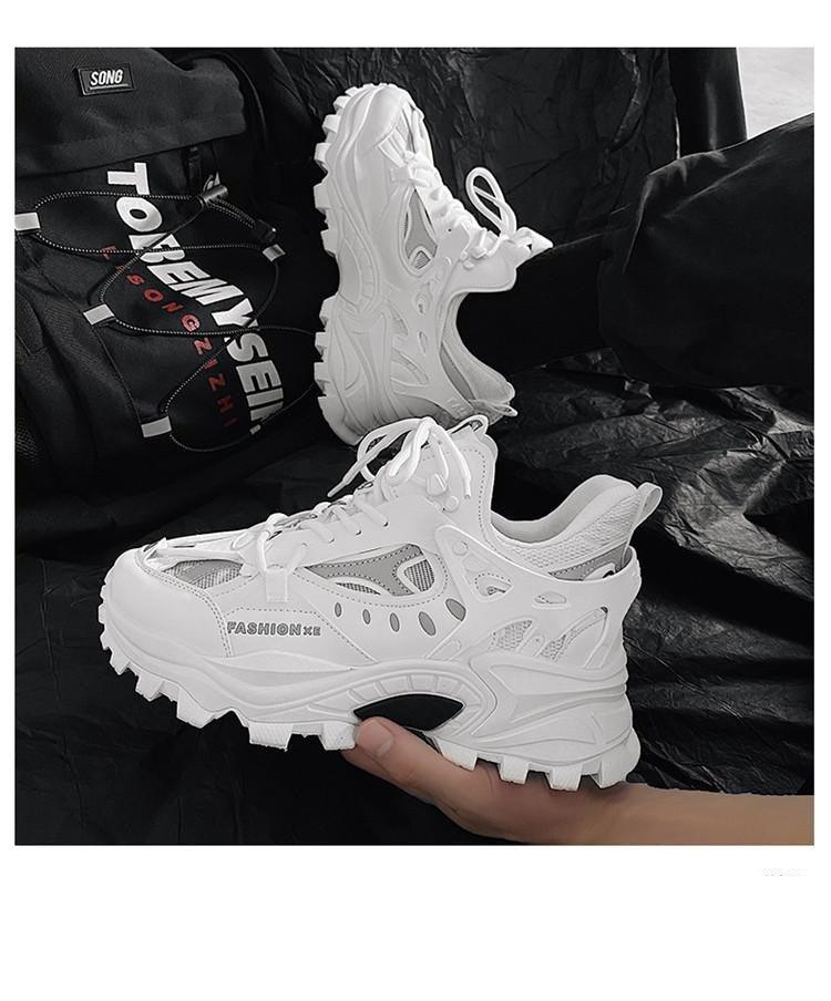 Luxury Men’s High Fashion White Sneakers with Shock Absorption