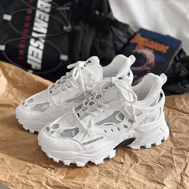 Luxury Men’s High Fashion White Sneakers with Shock Absorption