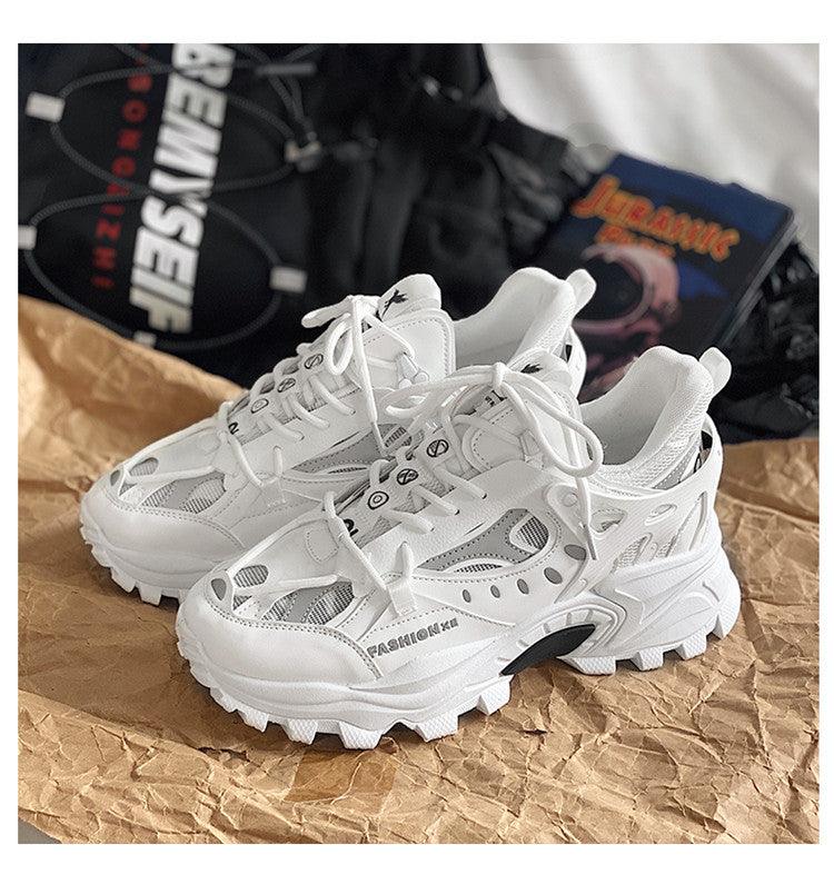 Luxury Men’s High Fashion White Sneakers with Shock Absorption