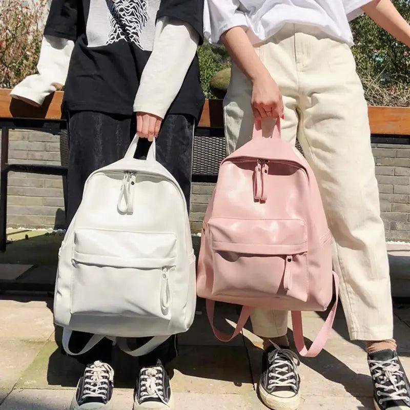 Minimalist Leather Backpack for Women - Modern School & Travel Bag
