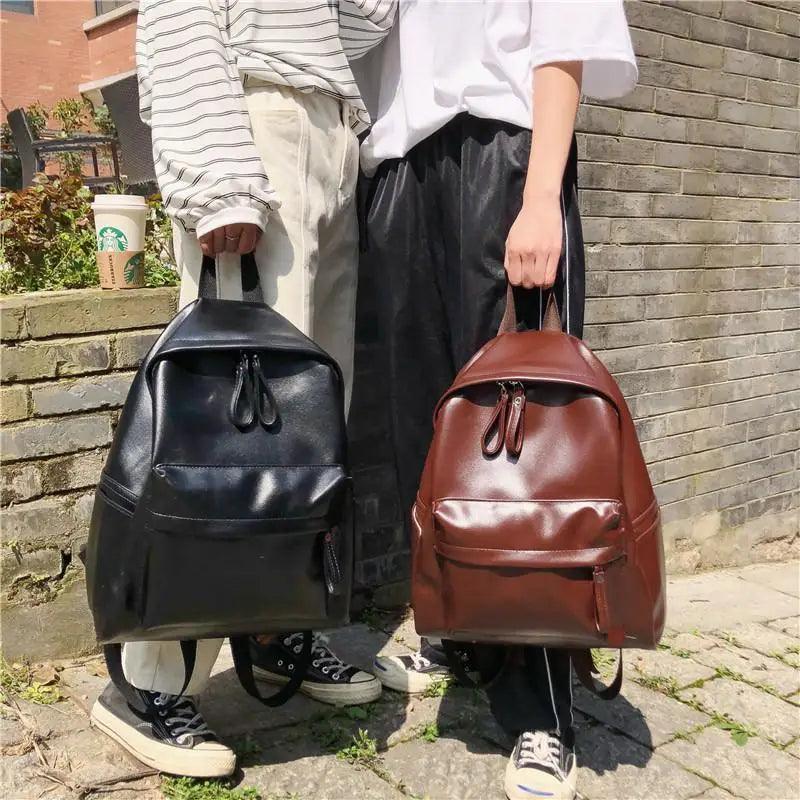 Minimalist Leather Backpack for Women - Modern School & Travel Bag