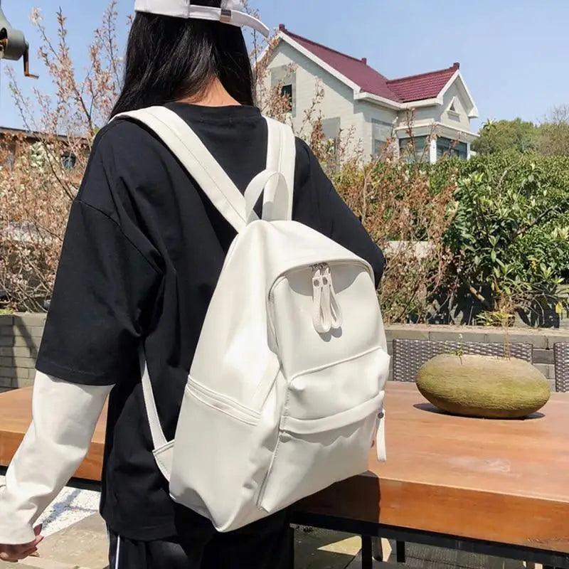 Minimalist Leather Backpack for Women - Modern School & Travel Bag
