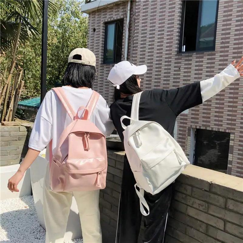 Minimalist Leather Backpack for Women - Modern School & Travel Bag