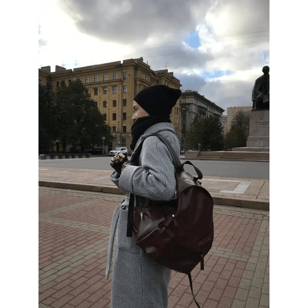 Minimalist Leather Backpack for Women - Modern School & Travel Bag