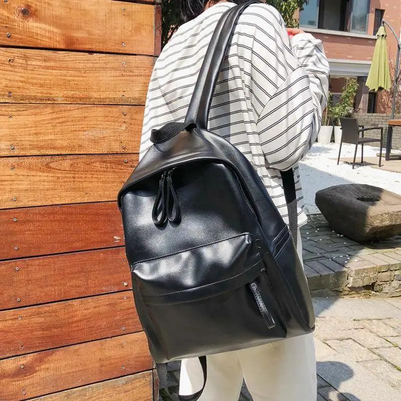 Minimalist Leather Backpack for Women - Modern School & Travel Bag