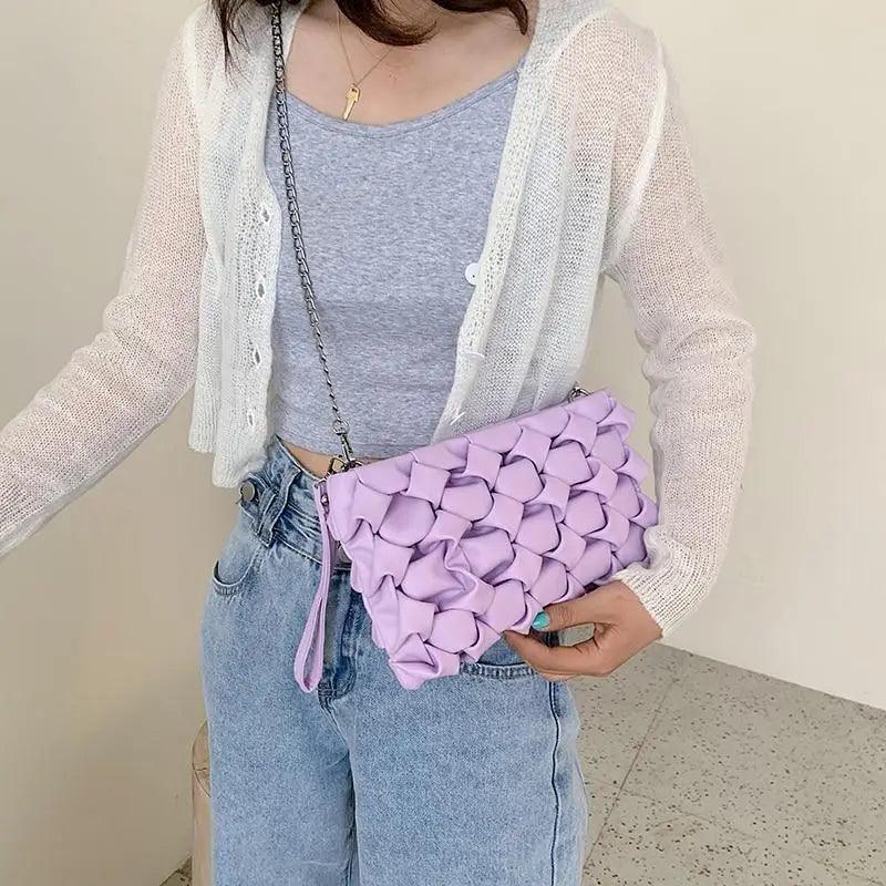 Modern Designer Leather Crossbody Bag with Metal Chain