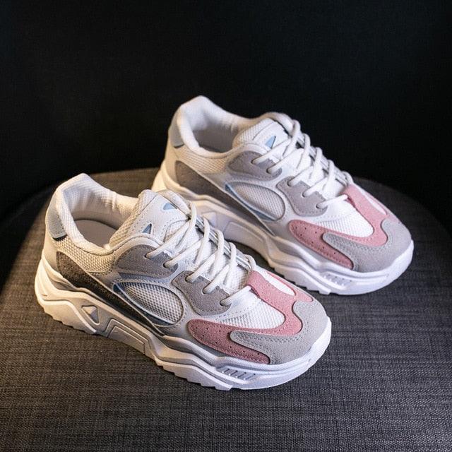 Women’s Chunky Platform Sneakers – Lightweight Lace-Up Fashion Shoes