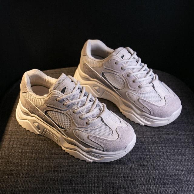 Women’s Chunky Platform Sneakers – Lightweight Lace-Up Fashion Shoes