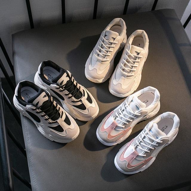 Women’s Chunky Platform Sneakers – Lightweight Lace-Up Fashion Shoes