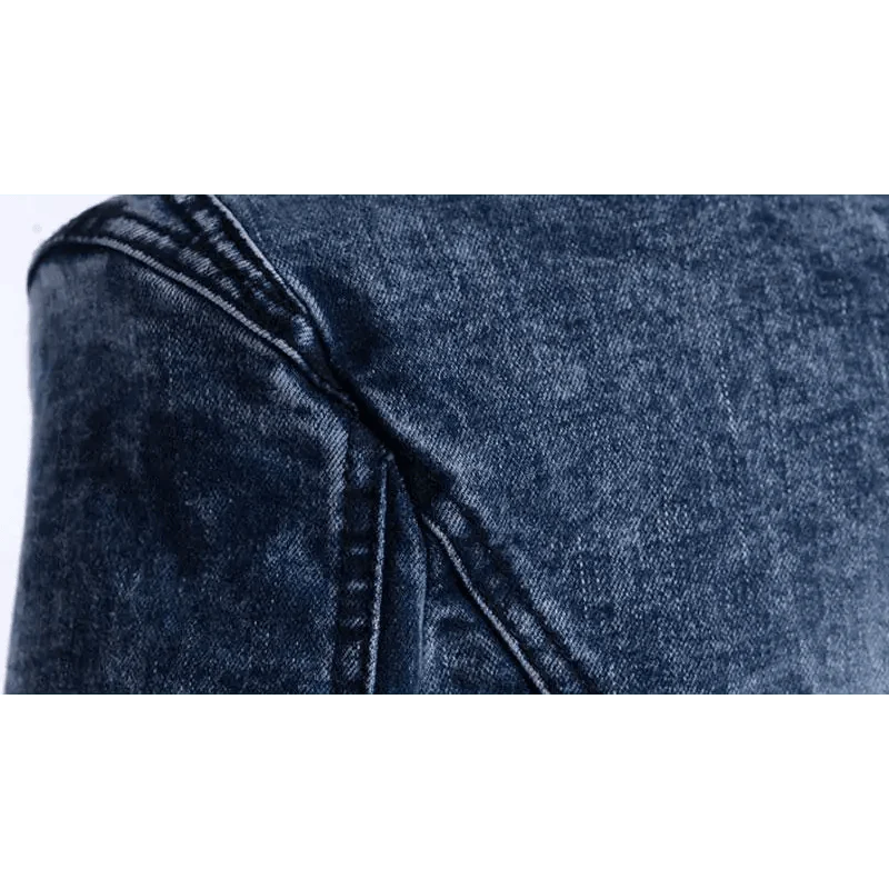 Women’s Vintage Denim Biker Jacket with Sequin Accents