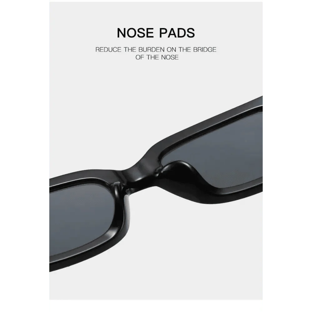 Retro Small Rectangle Sunglasses for Women - Luxury Black Frames