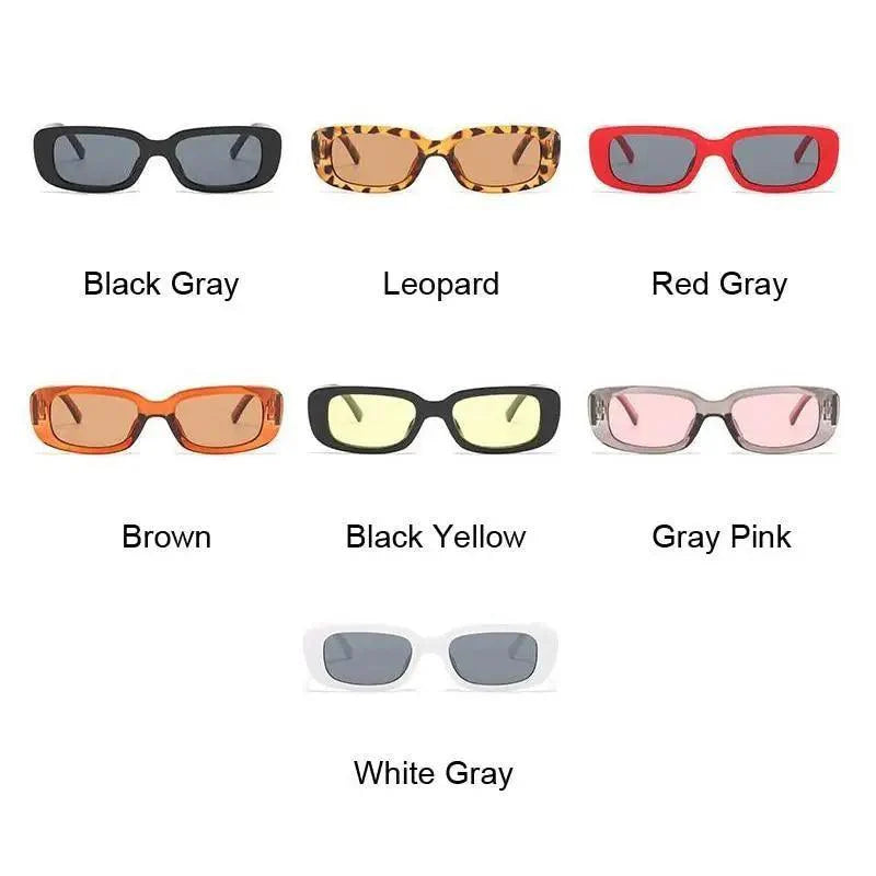 Retro Small Rectangle Sunglasses for Women - Luxury Black Frames