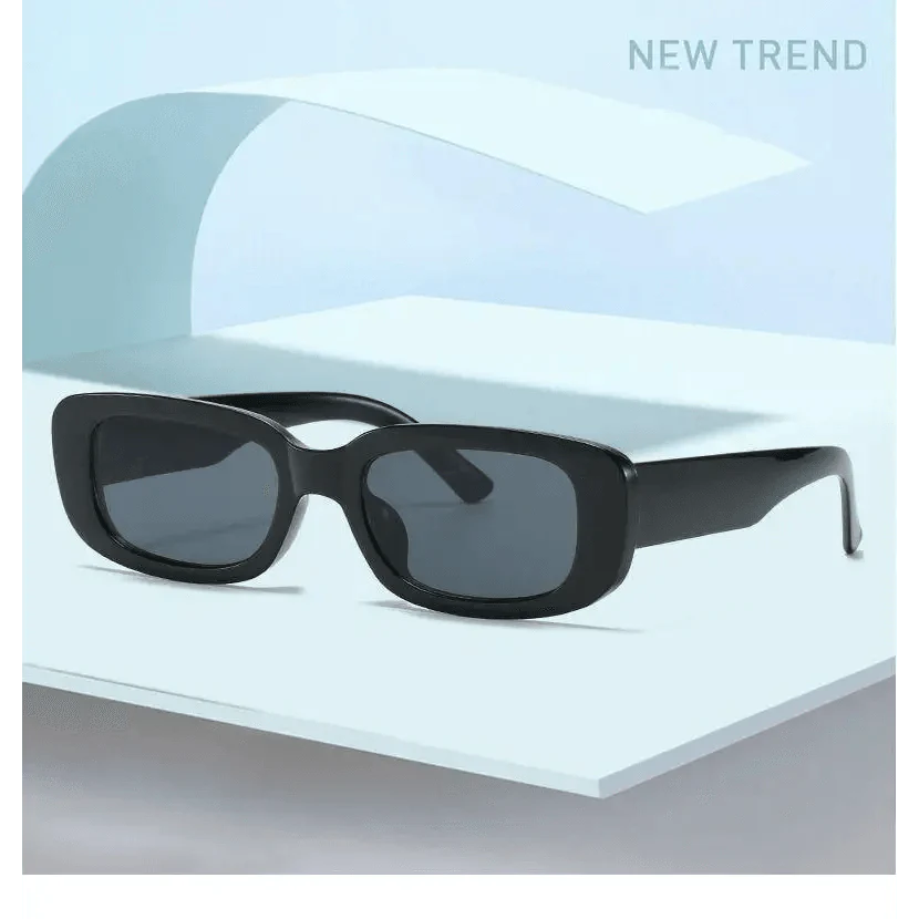 Retro Small Rectangle Sunglasses for Women - Luxury Black Frames
