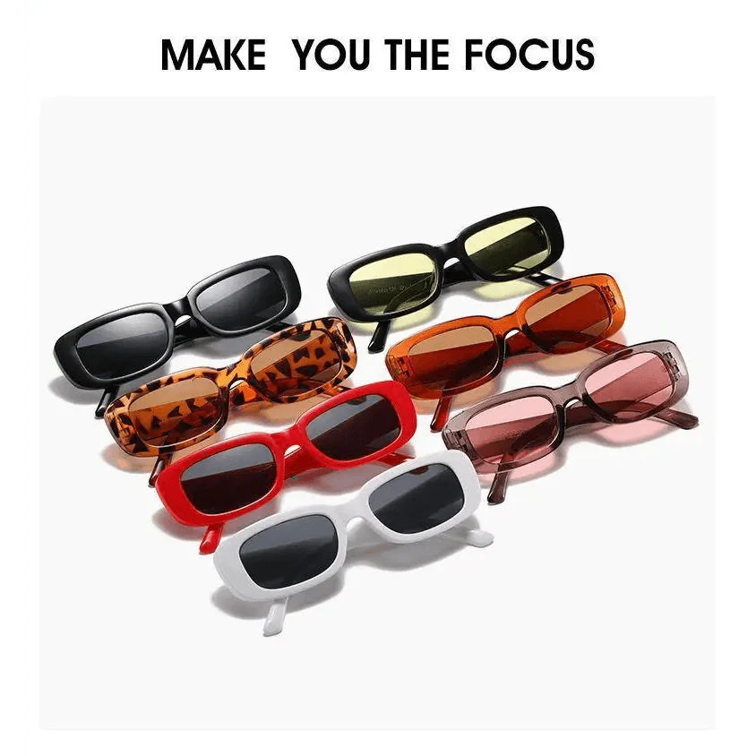Retro Small Rectangle Sunglasses for Women - Luxury Black Frames