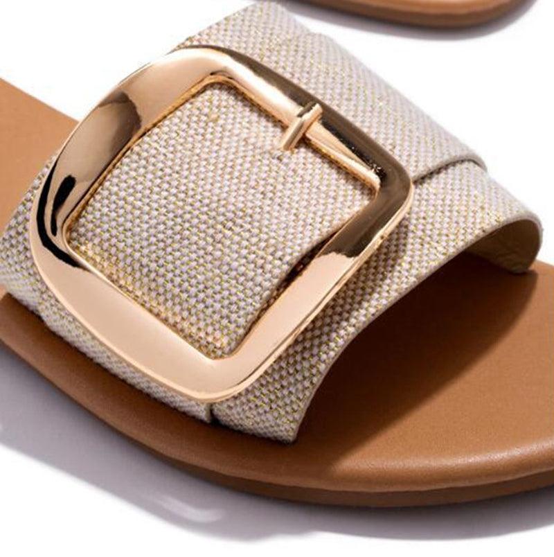 Women’s Leopard Print Buckle Footbed Sandals Summer Slides