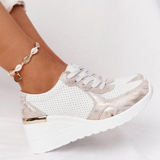 Women’s White High Top Platform Sneakers Air Cushion Casual Shoes