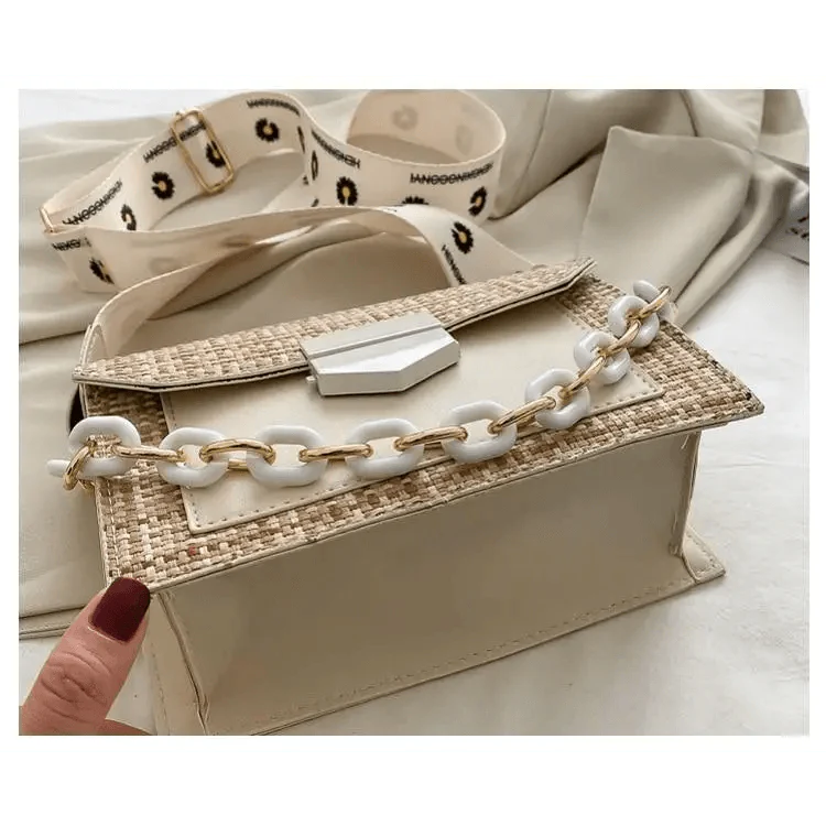 Luxury Wide Strap Crossbody Bag: Designer Chain Messenger Purse