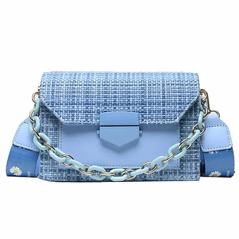 Luxury Wide Strap Crossbody Bag: Designer Chain Messenger Purse