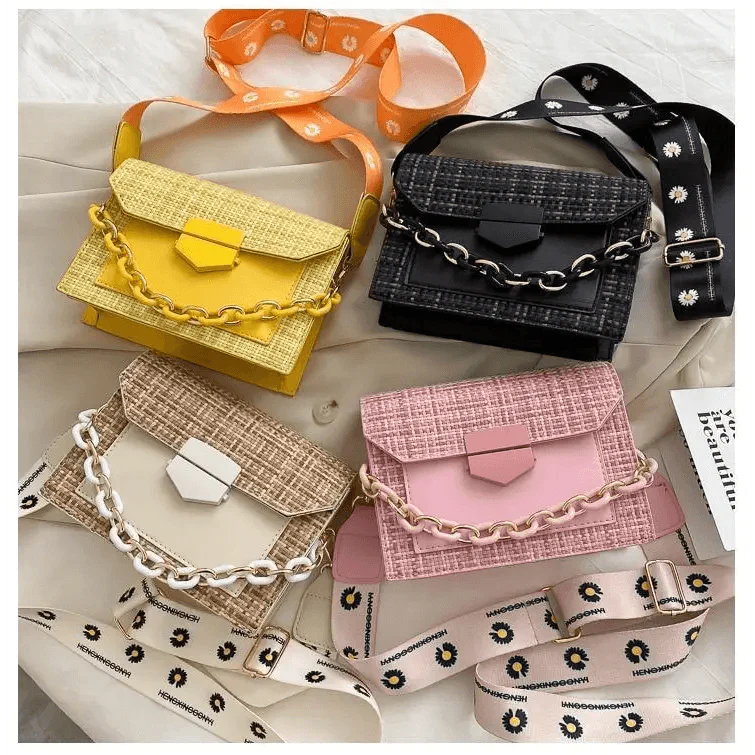 Luxury Wide Strap Crossbody Bag: Designer Chain Messenger Purse