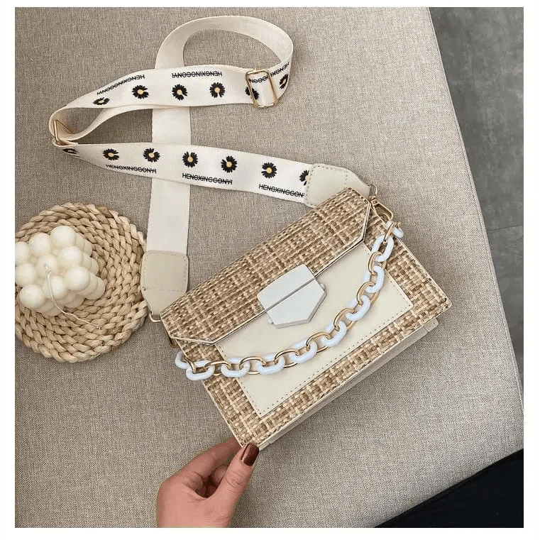 Luxury Wide Strap Crossbody Bag: Designer Chain Messenger Purse